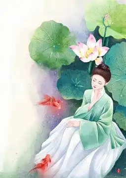古风插画荷花少女