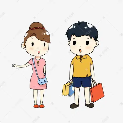 手绘卡通逛街的情侣素材图片免费下载千库网