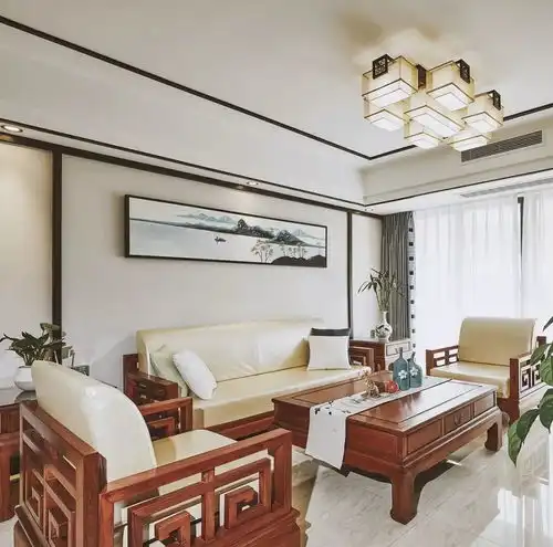 136㎡中式大三房,客厅软装设计太赞了,太师椅给你禅意空间