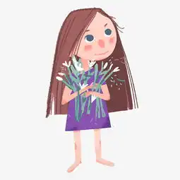 抱着花朵的女孩子插画图片素材其他格式下载动漫人物大全
