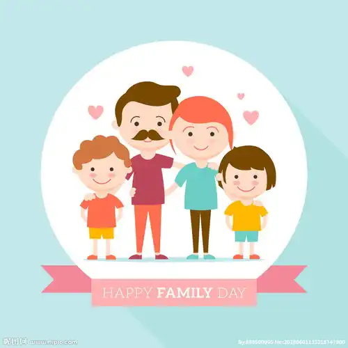 手绘幸福的一家四口插画设计图片