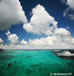 马来西亚沙巴州旅游风光斗湖市诗巴丹风光海屿小与碧水蓝天沙滩与游船