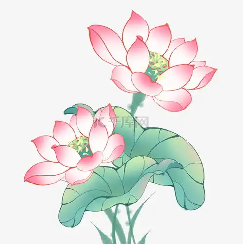 中国风典雅古风春末夏初淡彩荷花素材图片免费下载千库网