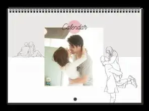一生一世一双人婚纱恋爱情侣样片可替换a3横款挂历
