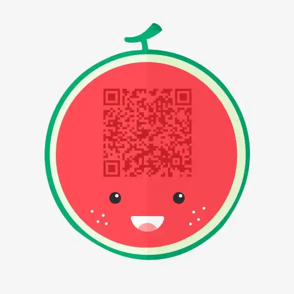 西瓜造型卡通二维码平面电商创意素材二维码图标