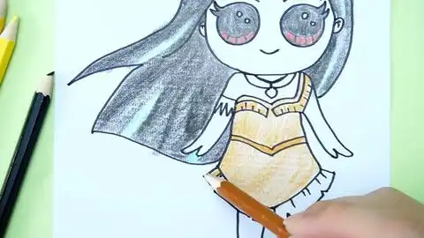 手绘教程q版的迪士尼公主简笔画,胖胖的乐佩公主你喜欢吗