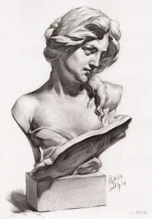素描石膏头像明暗对比及范画