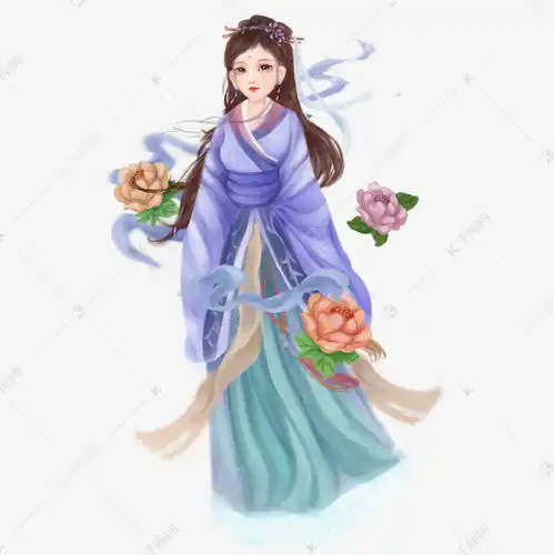 夏日蓝色系古典女子素材图片免费下载千库网