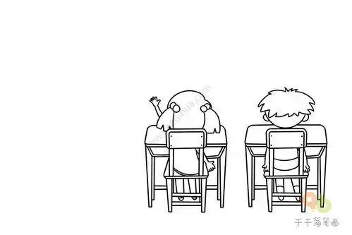 上课时间认真听讲简笔画