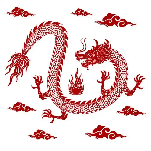 龙年新年春节中国风龙纹图案剪纸海报广告素材下载至来源处