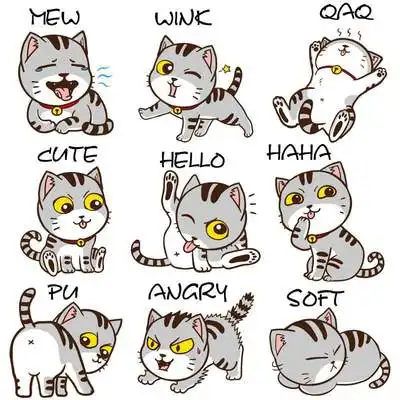 可爱猫咪表情墙贴客厅卧室少女心房间布置贴画墙纸呆萌小动物贴纸淘宝网猫卡通