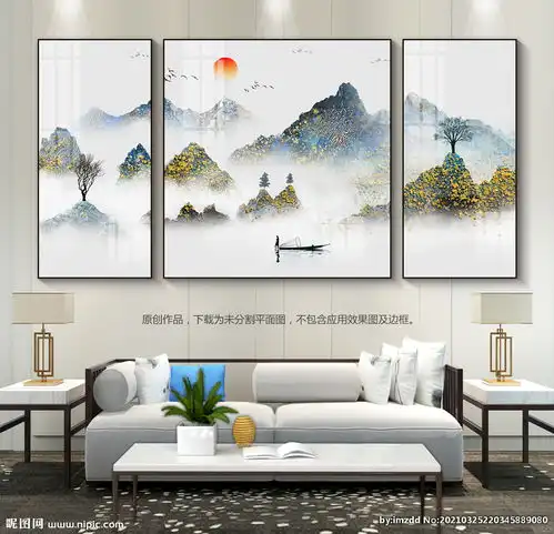 山水装饰画群山图客厅装饰画图片