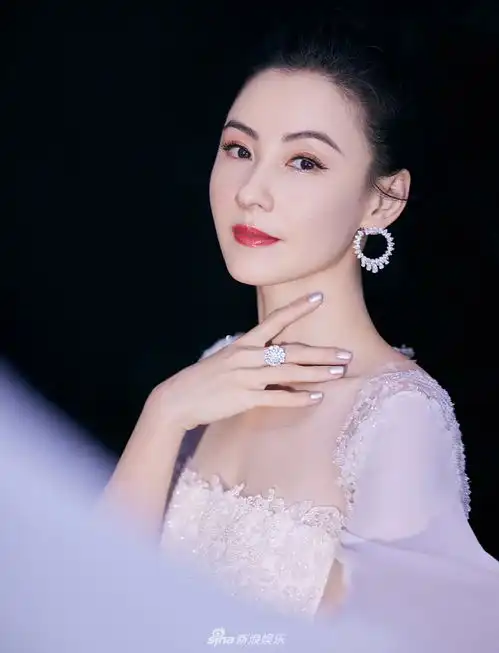 组图张柏芝美照秀锁骨仙气十足穿珠光刺绣长裙气质满分