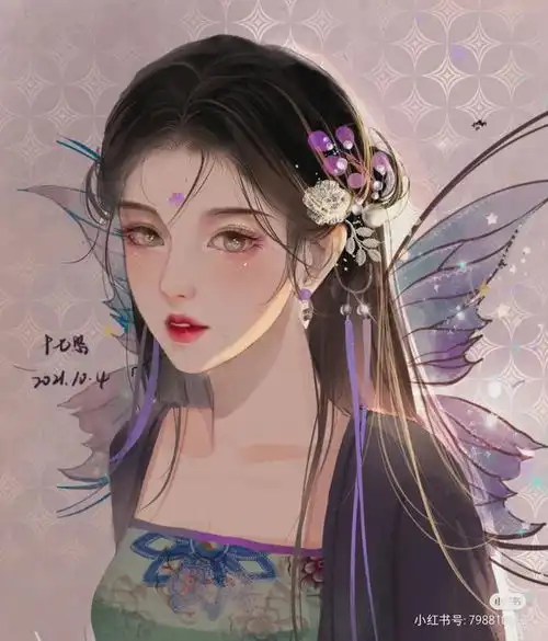 优雅的古风女子插画