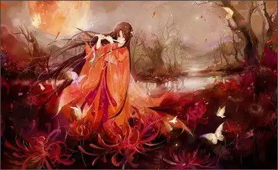 唯美古风彼岸花图片189272最好有穿红衣的女子周围一片彼岸花