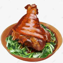 手绘卡通美食新年餐饮东北菜红烧肘子精致画素材图片免费下载千库网