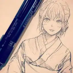 针管笔画动漫人物,线条感十足的手稿,每一个人物都生动可爱