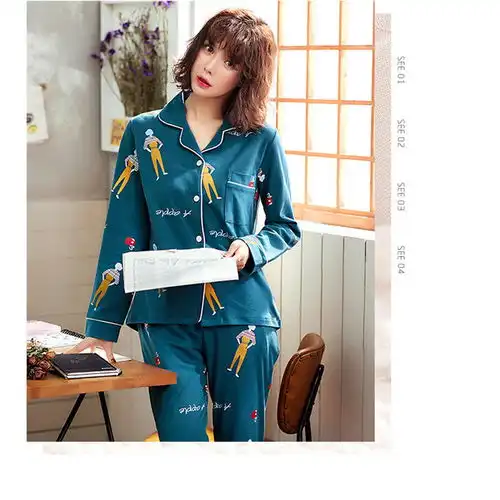 薄款春秋情侣睡衣女秋冬长袖棉质韩版可爱卡通睡衣男家居服套装