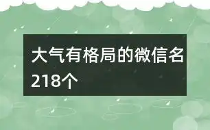 大气有格局的微信名218个