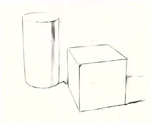 石膏圆柱体正方体组合素描教程范画临摹步骤