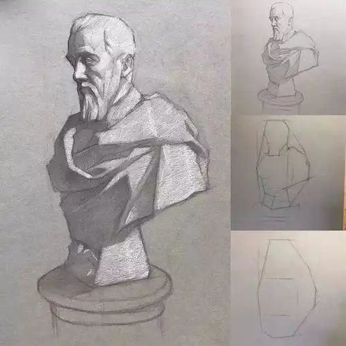他画了一波素描结构步骤图,太抢手了,6天就收获了2700000粉
