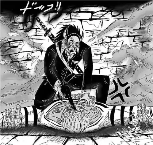 海贼王明哥看着报纸大笑,黑影出现,拿着枪对准他的脑袋