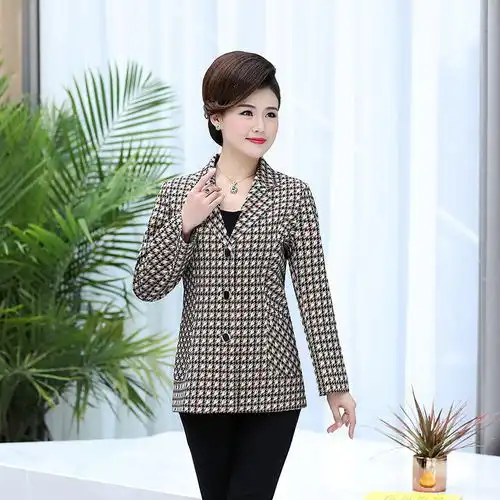 妈妈装春秋季宽松短款外套40岁50中老年女装小西装春装洋气上衣