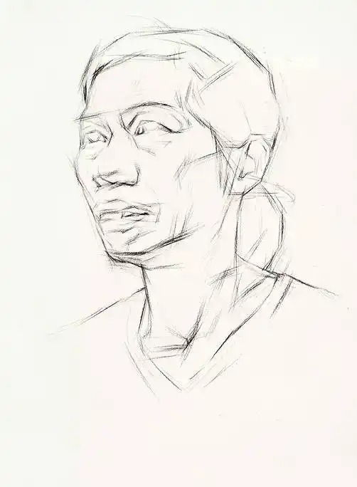 素描头像女中年
