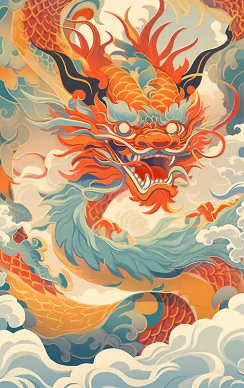 简约龙年插画素材图片背景广告素材下载至来源处