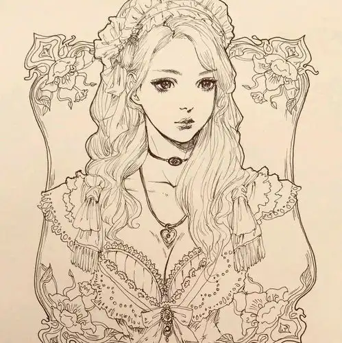 欧洲宫廷洛丽塔洋装服饰手绘动漫公主线稿人物