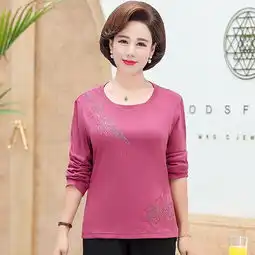 洋湖轩榭中老年女装针织衫t恤4050岁妈妈春秋装长袖上衣阔太太洋气打底衫a