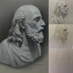 素描画扎实,结构到位,造型得心应手