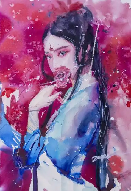 古风插画妖艳的女子,在一颦一笑之间引无数观众尽数折腰