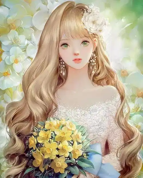 五官精致,皮肤通透,自带一股仙气的女孩插画