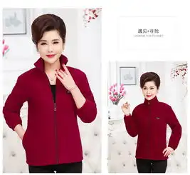 洋湖轩榭中老年女装春秋装外套妈妈装4050岁抓绒上衣中年人摇粒绒卫衣a