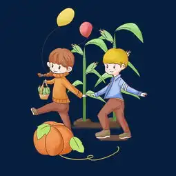 手绘感恩节卡通人物插画庭节日快乐图片素材其他格式下载动漫人物大全