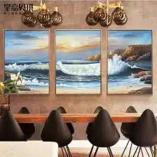 客厅装饰画北欧现代简约沙发背景墙三联挂画玄关壁画手绘油画