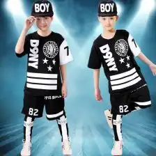 儿童街舞套装短袖男女童嘻哈hiphop爵士舞服装街舞童装夏季小学生