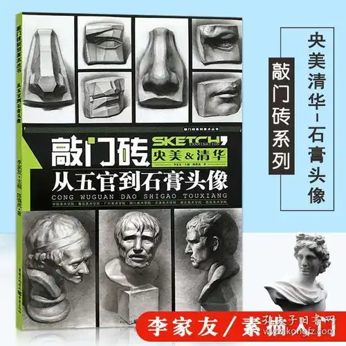 王建才从五官到石膏头像素描书敲门砖系列美术丛书素描五官素描石膏头像王建才央美清华素描书入门基础教程素描