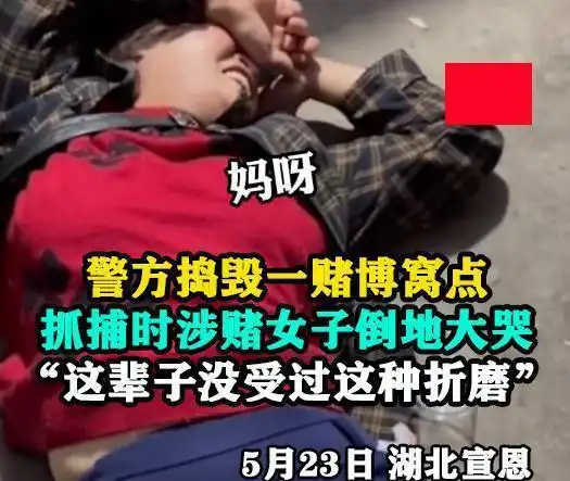 湖北涉赌大妈被抓后躺地大哭妈呀,娘呀,这辈子没受过这折磨啊