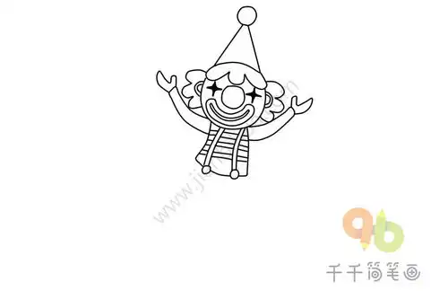 马戏团骑独轮车的小丑简笔画