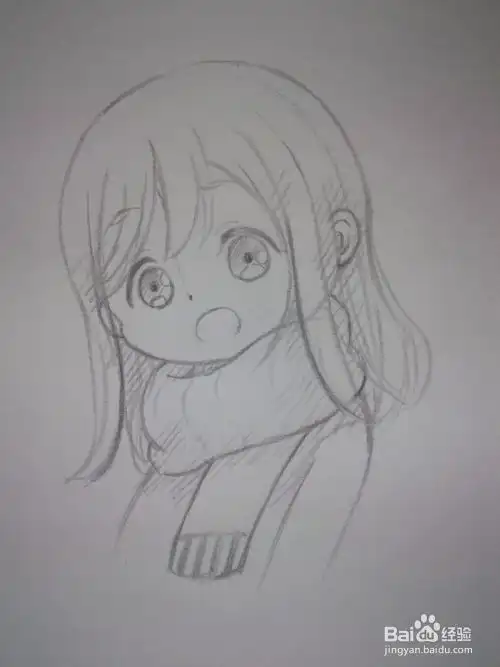 戴着围巾的半侧面人物头像素描教程