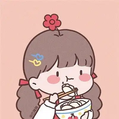 送你一朵小红花卡通手绘吃货吃东西卡通头像