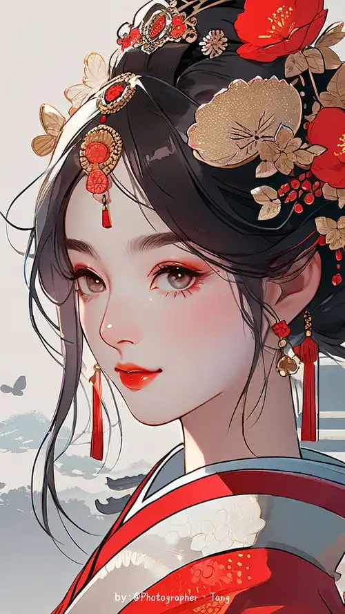 古风日式少女插画手绘图2日式古风人物漫画插画图集