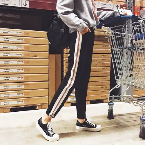 运动裤女春秋宽松hiphop裤子ins超火的新款原宿怪味休闲哈伦裤潮