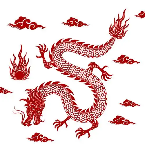 龙年新年春节中国风龙纹图案剪纸窗花海报广告素材下载至来源处