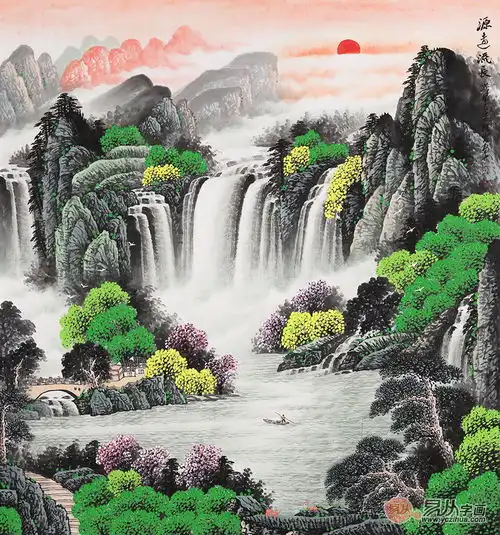 酒店装饰画选什么精致斗方山水画,让您的酒店更有格调